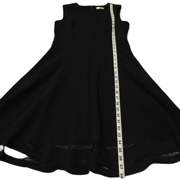 Calvin Klein Midi Dress Womens Size 10 Round Neck Sleeveless Sheer Ruffle Black - Picture 9 of 12